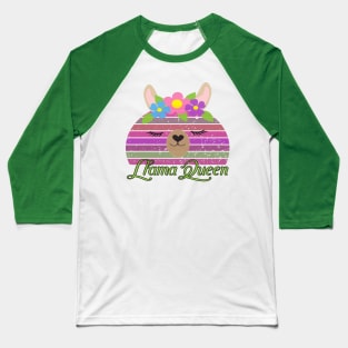 Vintage Llama Face Design - Llama Queen Baseball T-Shirt